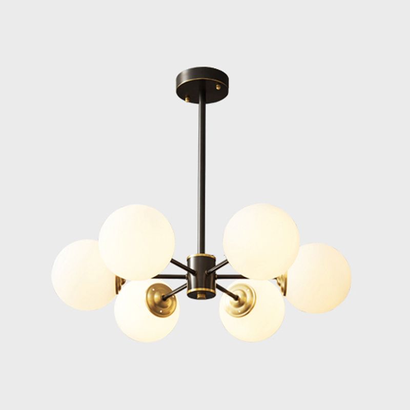 Chandelier en laiton nordique Globe Multi Light Chandelier Pendant avec verre pour le salon