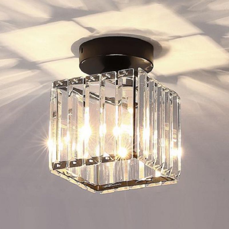 Crystal Flush Mount Lighting Fixtures Minimalist 1 Light Semi Flush Light