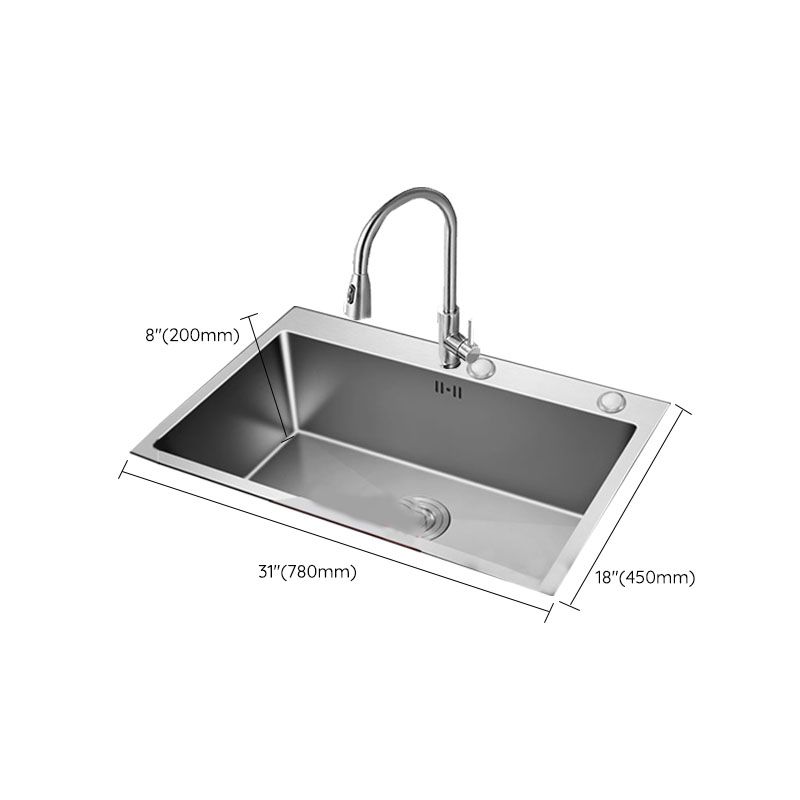 Contemporary Style Kitchen Sink Stainless Steel Kitchen Sink with Drain Strainer Kit