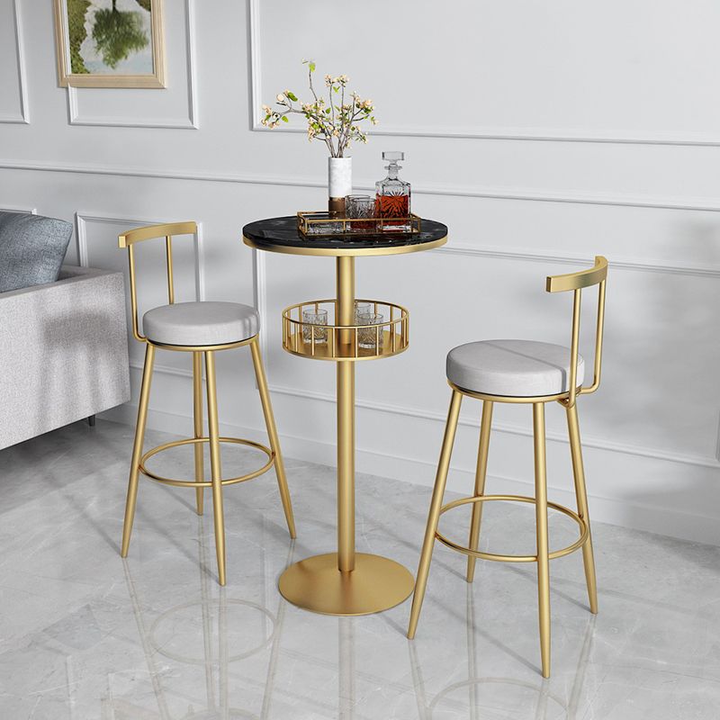 White Glam Style Round Table in Faux Marble and Metal Milk Tea Shop Bar Table