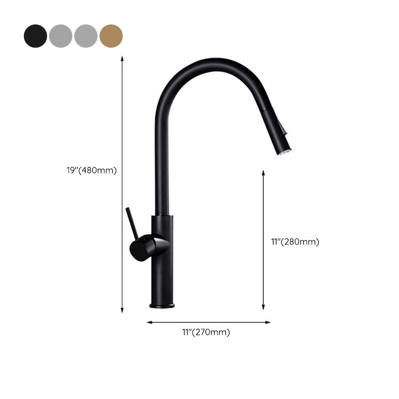 Modern Style Gooseneck Faucet Copper Single Handle Faucet for Kitchen