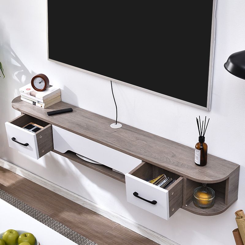 Wall Mounted Floating TV Media Console , Solid Wood Modern TV Console