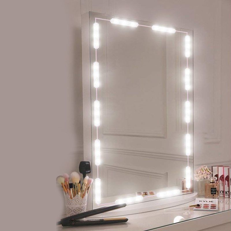 Iluminación de maquillaje lineal de plástico Ligera de tocador LED contemporáneo en blanco para vestuario