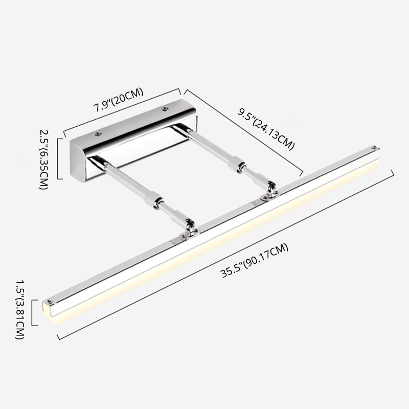 Acrylic Silver LED Wall Sconce in Modern Luxury Style Stainless-Steel Adjustable Wall Lamp for Bathroom