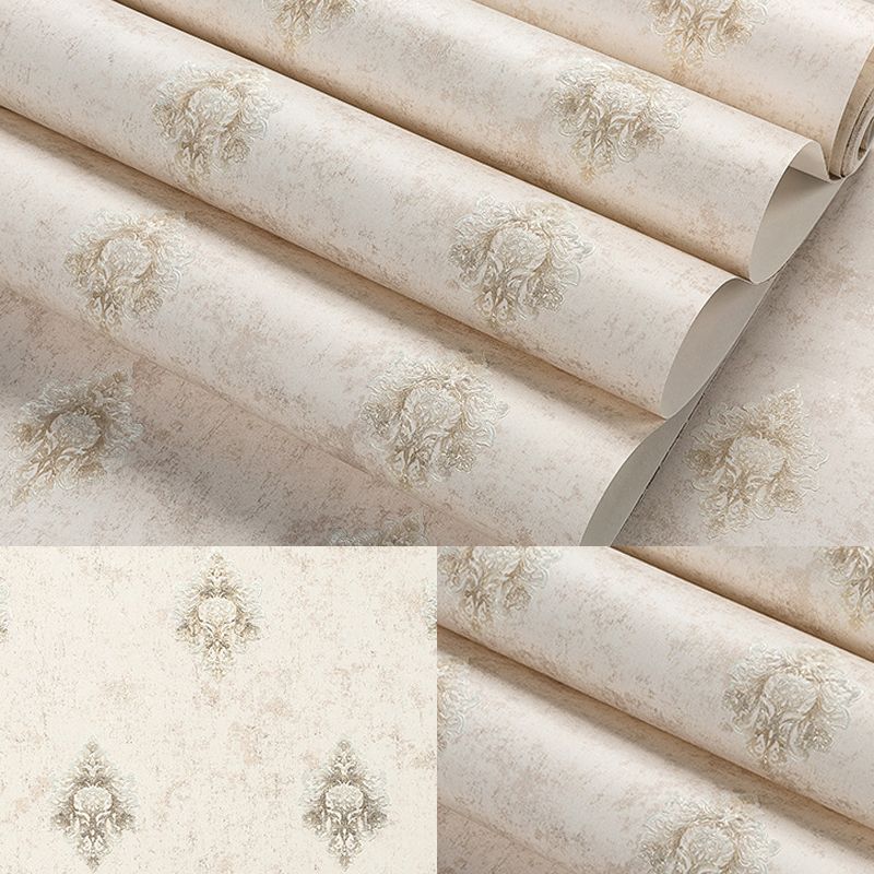 Soft Color Antique Wallpaper 33' L x 20.5" W Damask Wall Covering for Home Decor