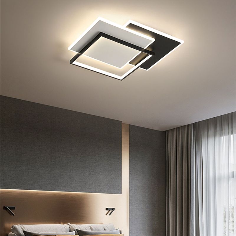 Square Metal and Acrylic Flush Mount 3 - Light LED Modern Ceiling Lighting