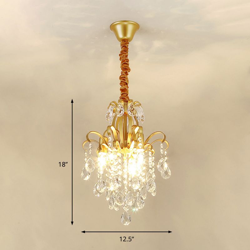 3/6 têtes Crystal Chandelier Lighting Moderniste Style Plafond Pendant Light en noir / or pour la chambre