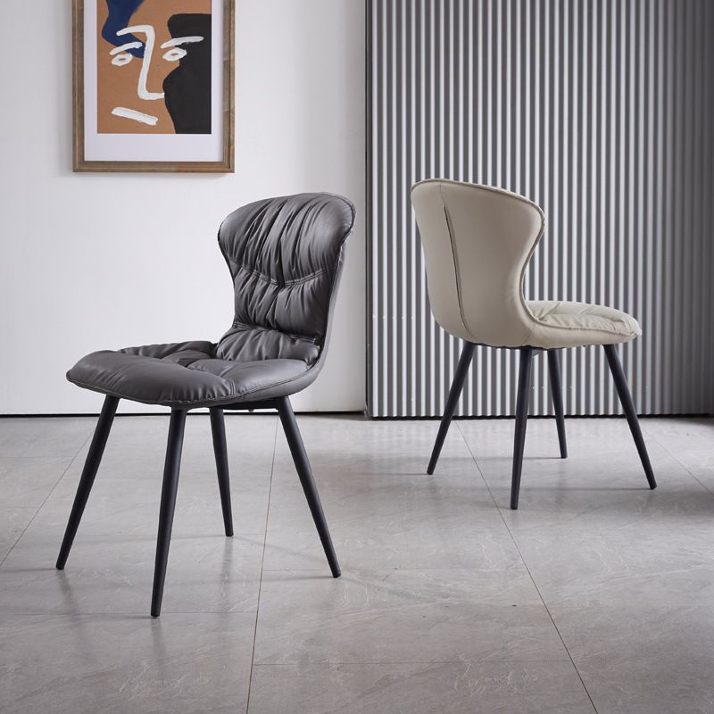 Contemporary Style Dining Chair Kitchen Armless Chair with Metal Legs