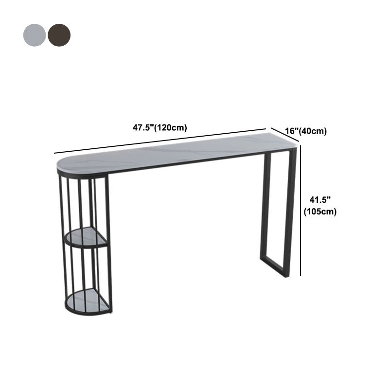 Sintered Stone Top Irregular Shape Bar Table Modern Pub Table with Double Pedestal