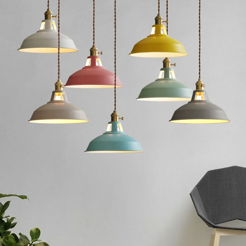 Macarons Industrial Barn Shade Pendant Licht metaal 1-licht hangerverlichting voor restaurant