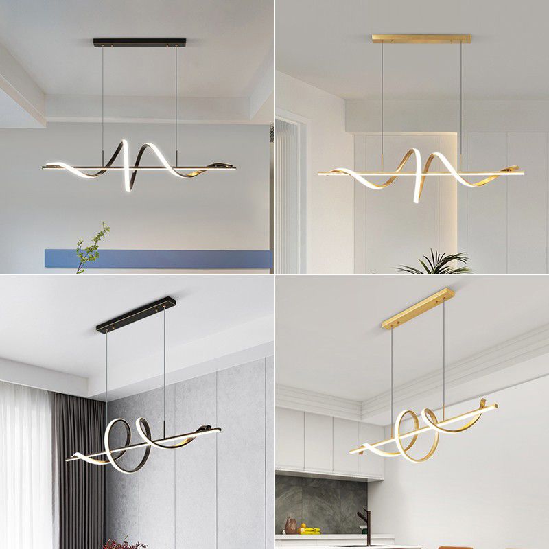 Metal Contemporary Linear Shape Pendant Light with Silicone Shade for Living Room