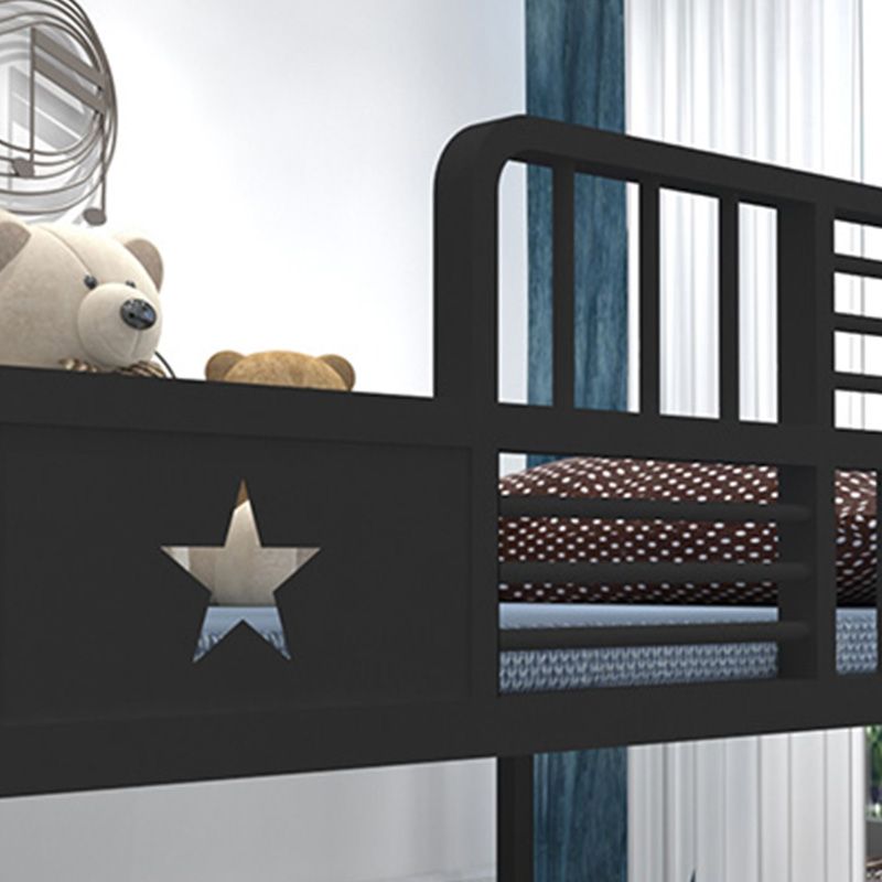 Metal High Loft Bed Contemporary Iron Loft Bed with Stairway and Guardrail