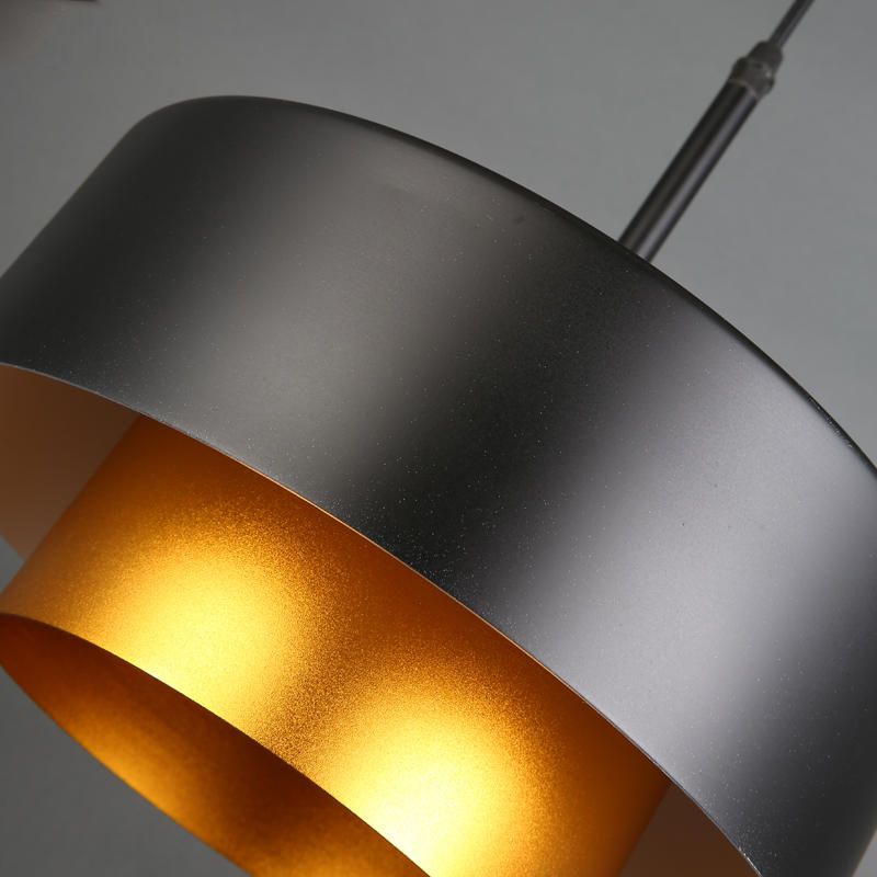 Tiered Drum Suspension Lamp Modern Metal 1 Bulb Black/Brown Ceiling Pendant Light for Dining Room with Acrylic Diffuser