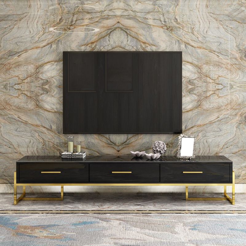 Enclosed Storage Media Console Glam TV Stand Console with 3 Drawers