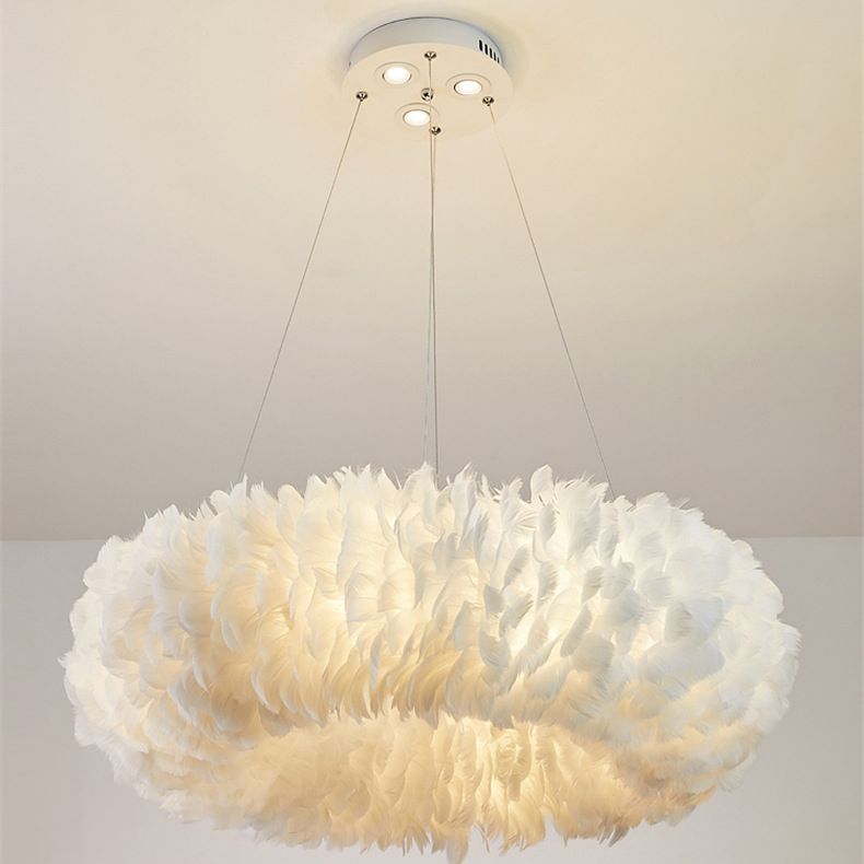 Art Deco Feather Pendse Lighting Modern Nordic Creative Round Hanging Techo Luz para dormitorio