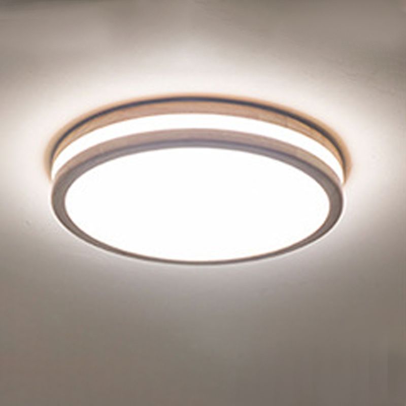 Geometry Shape LED Ceiling Lamp Modern Wood 1 Light Flush Mount for Dining Room Aisle