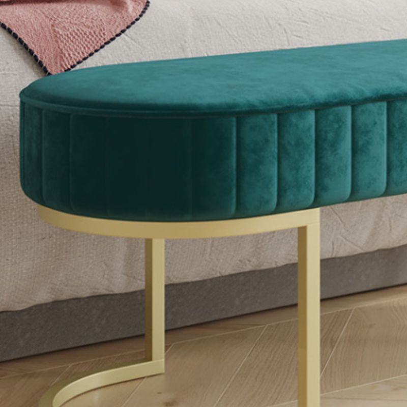 Modern Velvet Foam Bench Oval Solid Color Bench with Legs for Bedroom