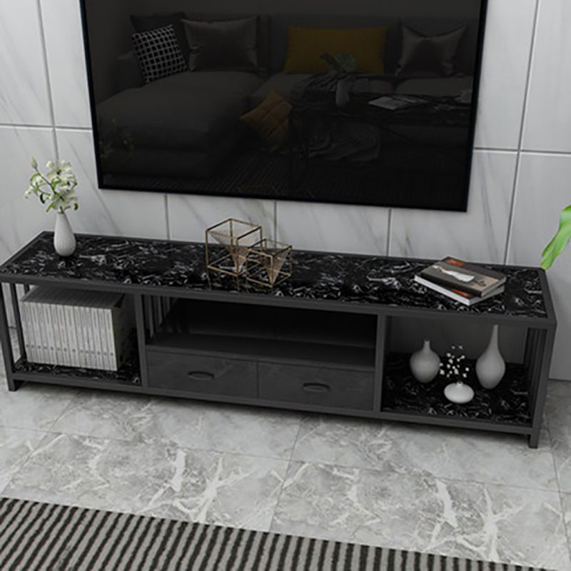 Contemporary Media Console TV Stand Open Storage TV Stand with Drawers