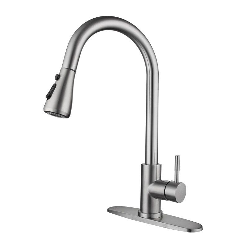 High Arch Standard Kitchen Faucet Lead Free Swivel Spout with Pull Out Sprayer