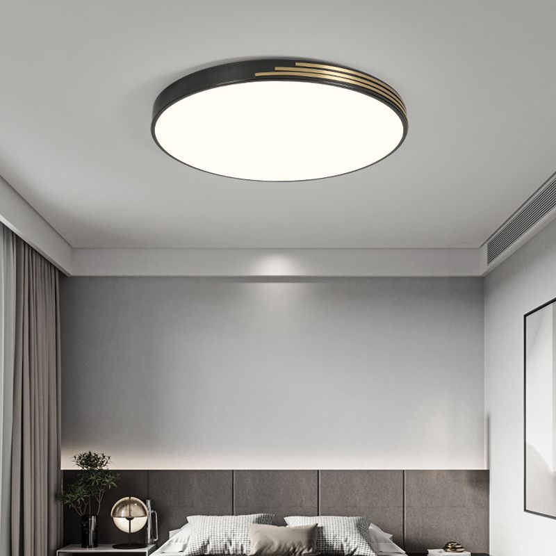 Contemporary Flush Light Round Brass Ceiling Lighting for Bedroom