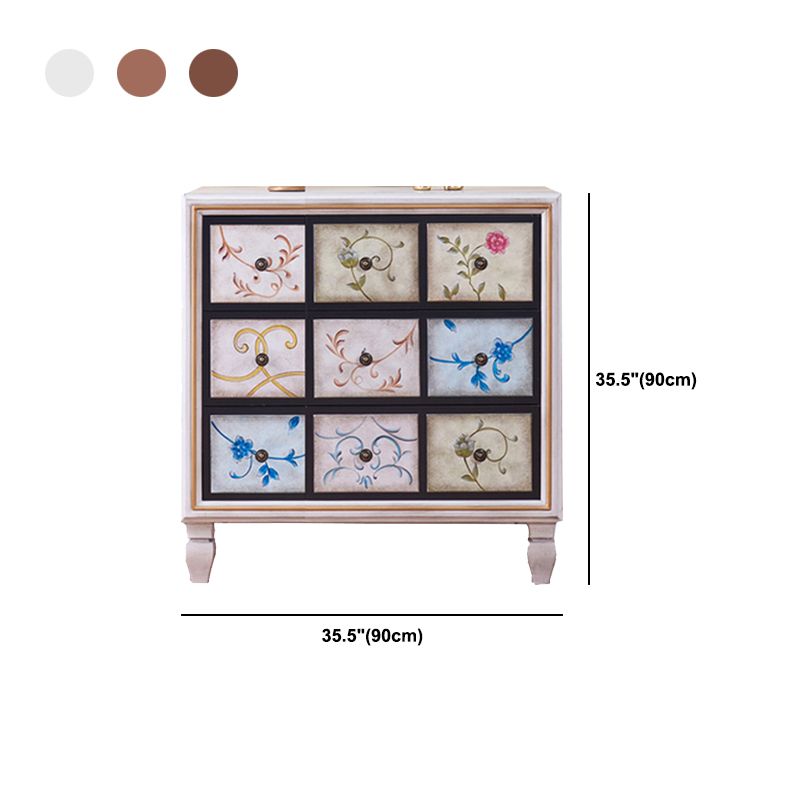 Traditional Dresser Bedroom Solid Wood Storage Chest in White and Brown