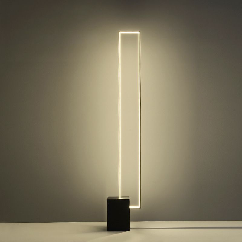 Minimalist Rectangular Standing Light Metallic Living Room LED Floor Light in Black