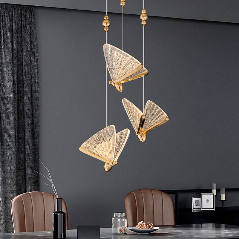 Metal Butterfly Shade Hanging Lights Modern Style Multi Head Hanging Mount Fixture for Restaurant