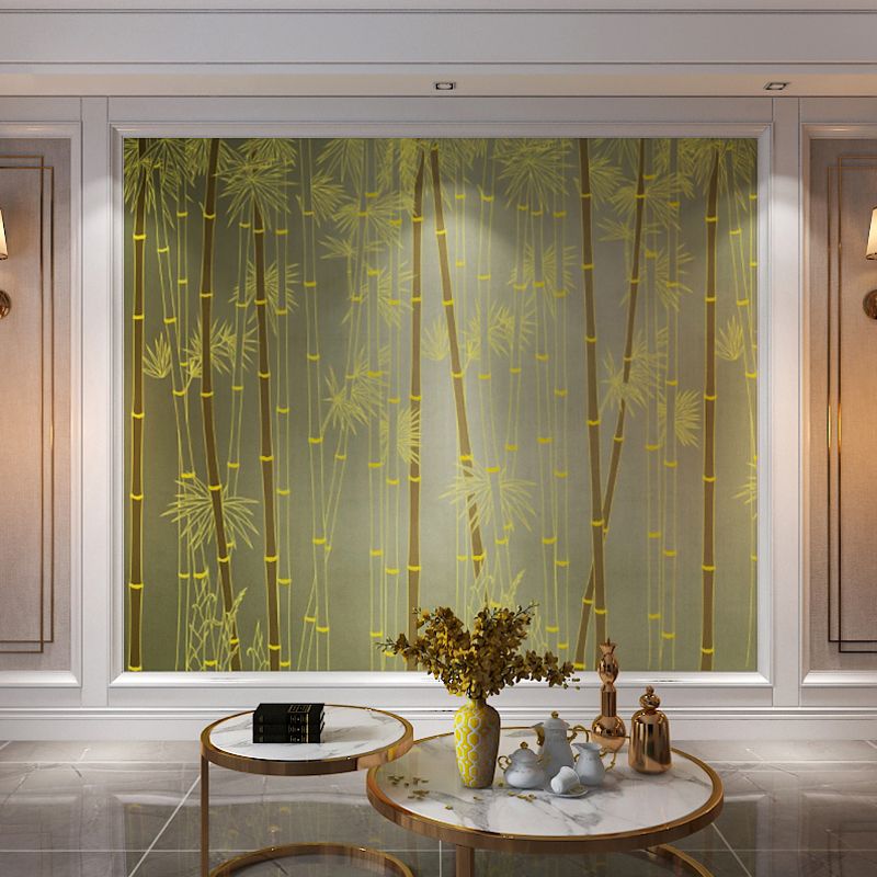 Bamboo and Leaf Wall Decor in Soft Green, Minimalist Wall Art for Accent Wall