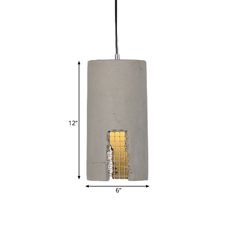 1 ampoule suspendue plafonnier Cylindre ancré / dôme suspension de lampe suspendue en gris