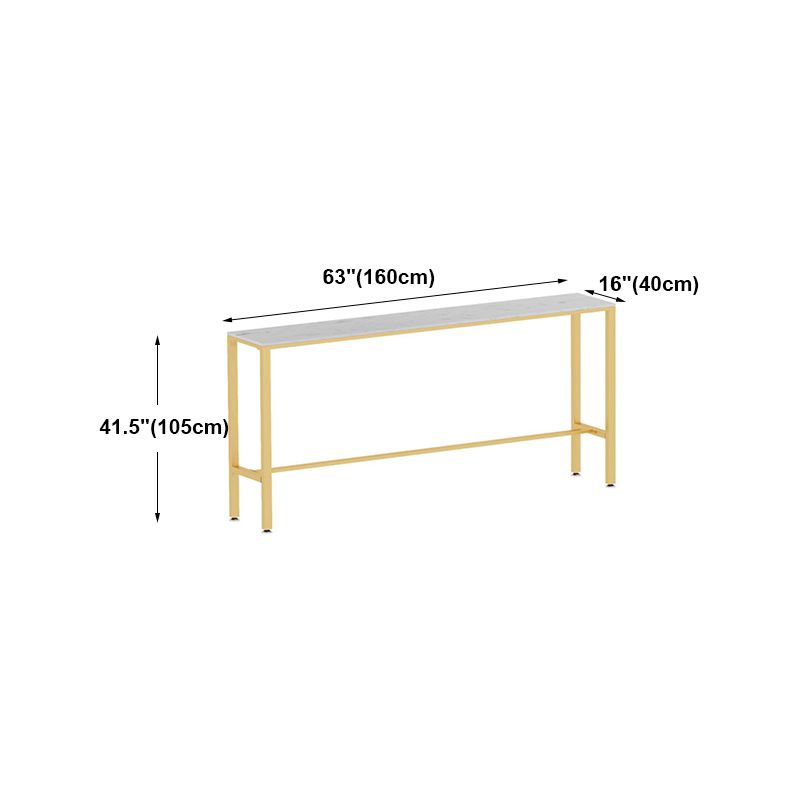 White Glam Style Bar Table in Metal and Faux Marble Bar Table for Dining Room