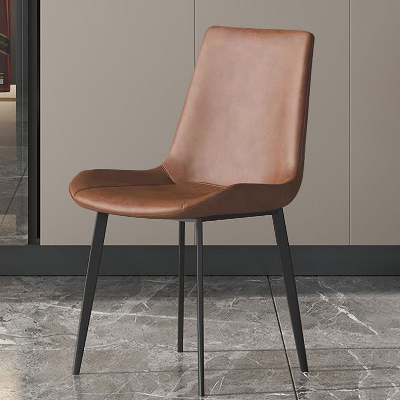 Minimalist Faux Leather Side Chair for Home Solid Back Chair