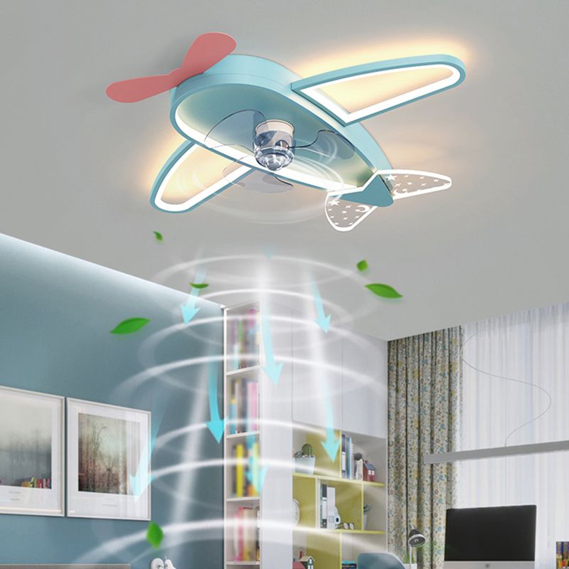 Modern Airplane Ceiling Fan Light Metal 3 Light LED Ceiling Fan for Kid's Room