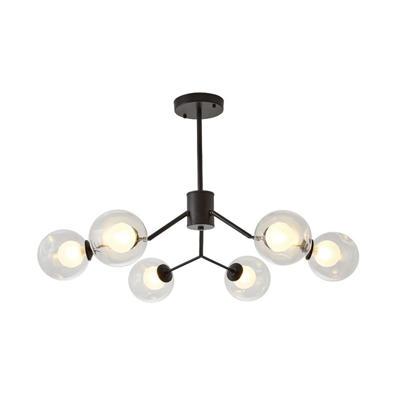 Contemporary Twig Shaped Chandelier with Orb Shade 3/6/8/10 Heads Metallic Pendant Light for Dining Room