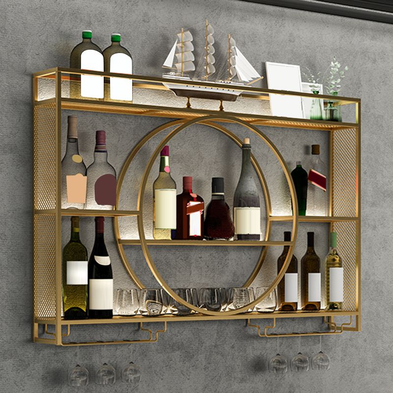 Metal Wine Holder Rack Contemporary Wall Mounted Wine Rack Kit without Light