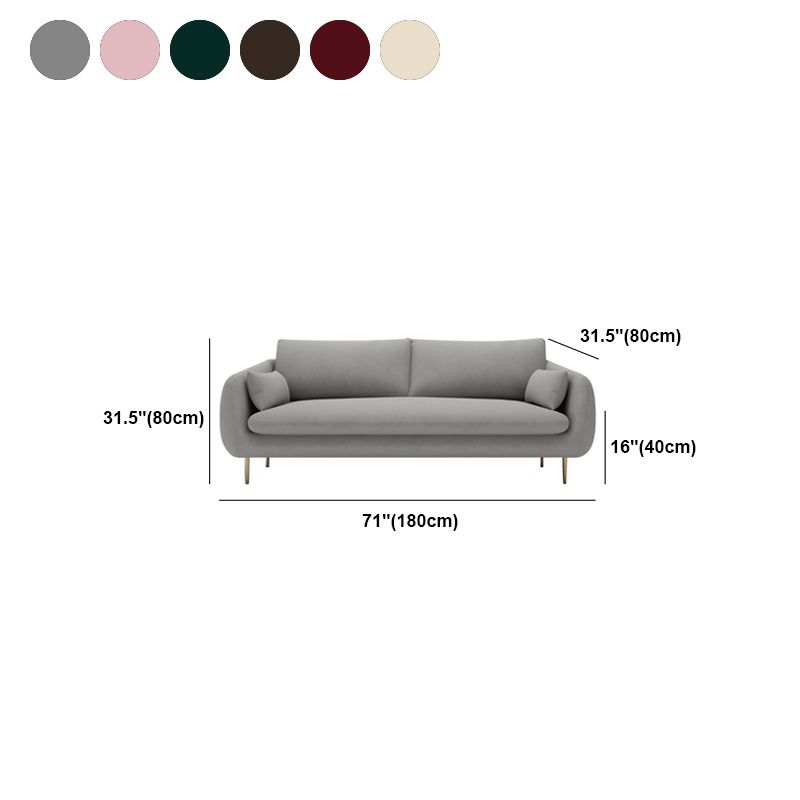 Contemporary Velvet Sofa with Pillow Cushion Back for Apartment