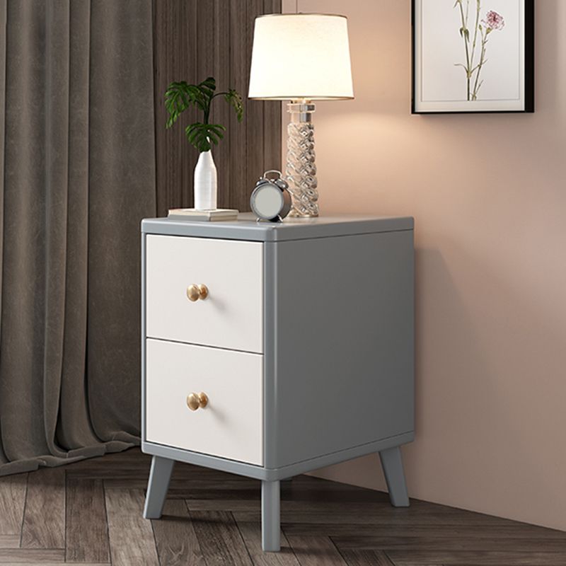 Solid Wood Bedside Cabinet Contemporary Night Table with Drawers