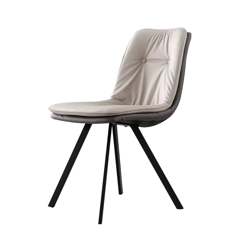 Contemporary Style Upholstered Dining Side Chair with Metal Base