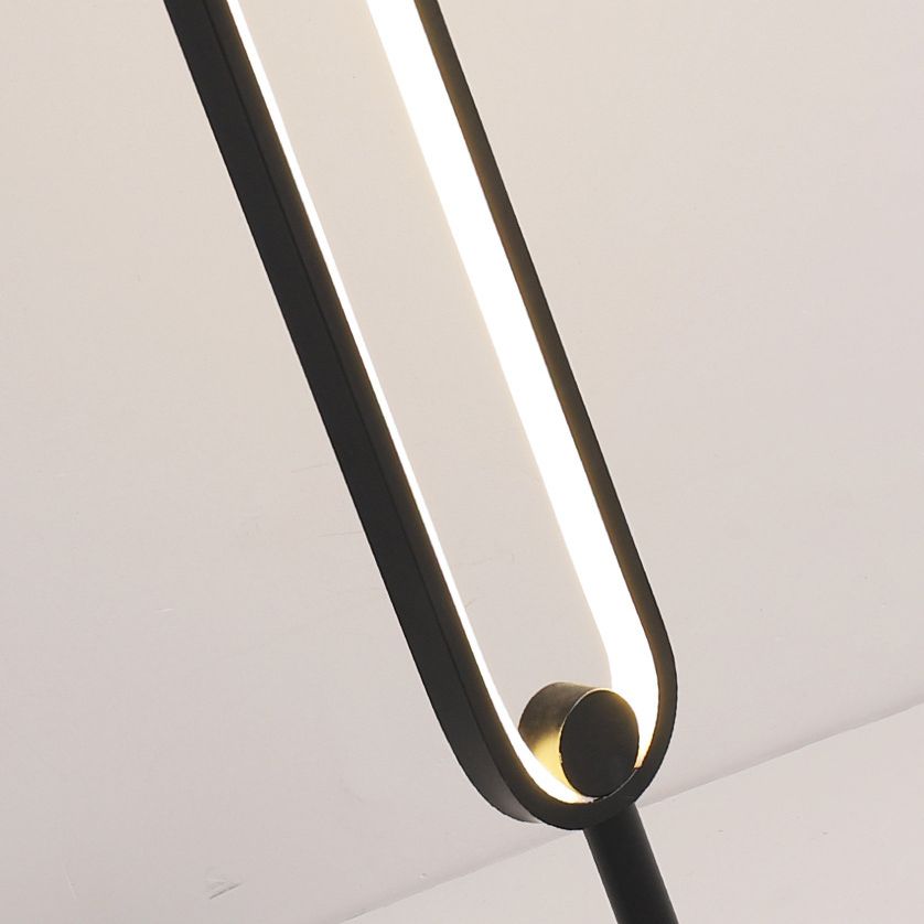 Elliptical Bedroom Atmosphere Floor Lamp Metal LED Minimalist Floor Light in Black