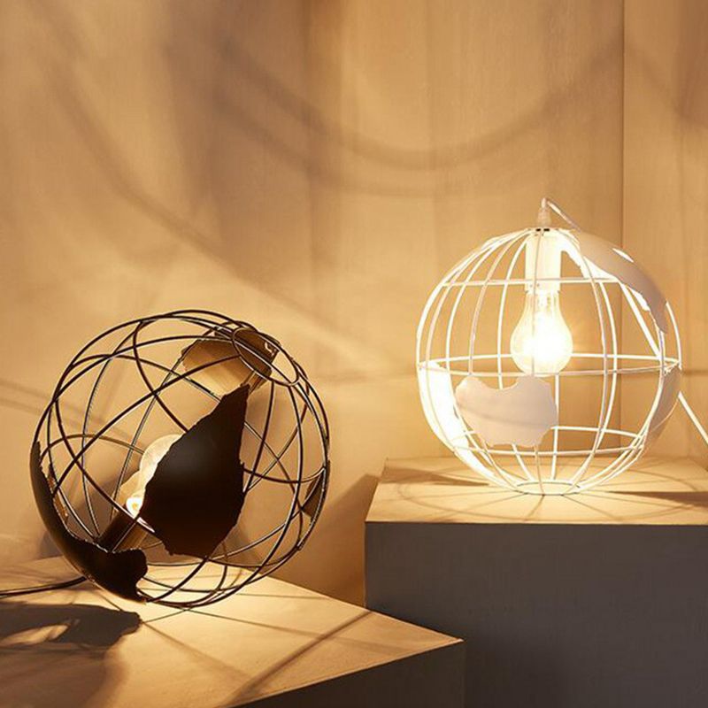 Loft Style World Globe Pendant Light Light Single-Bulb Fer Hanging Lamping For Kids Bedroom