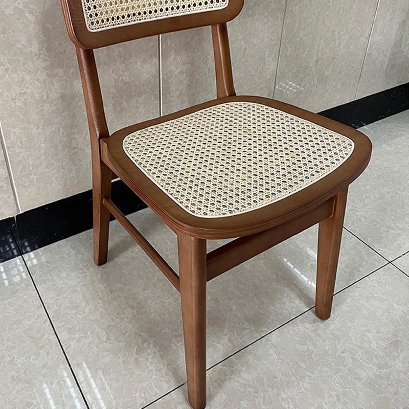 Solid Wood Side Chair Traditional Rattan Dining Chair with Wood Base