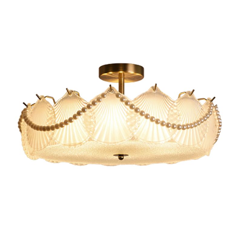 Glass Geometric Flush Mount Light Modern Multi Lights Flush Mount Ceiling Fixture in Gold