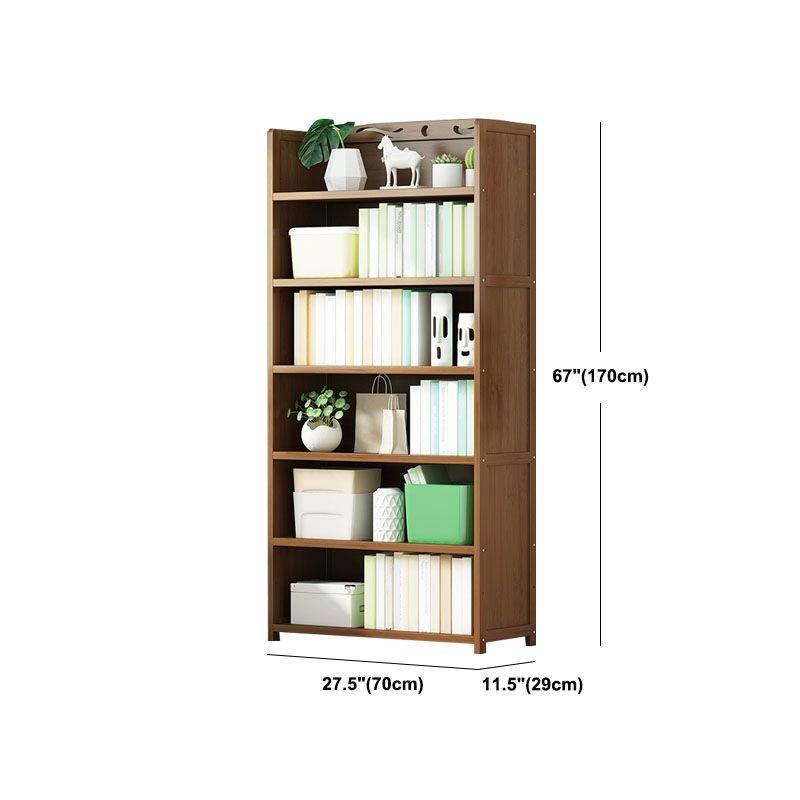 Modern Bamboo Shelf Bookcase Brown Closed Back Book Shelf for Study Room