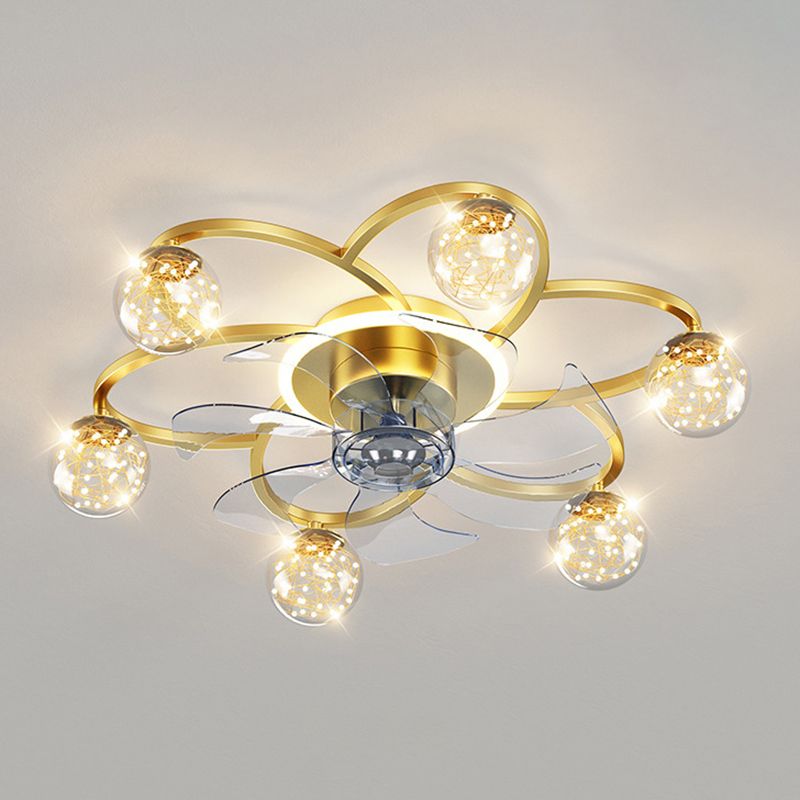 Modernism 7-Blade Ceiling Fan Metallic LED Fan with Light for Home