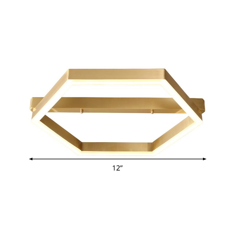 Accesorio de iluminación rasante del soporte del oro de la simplicidad LED del soporte de techo del hexágono de acrílico para el dormitorio