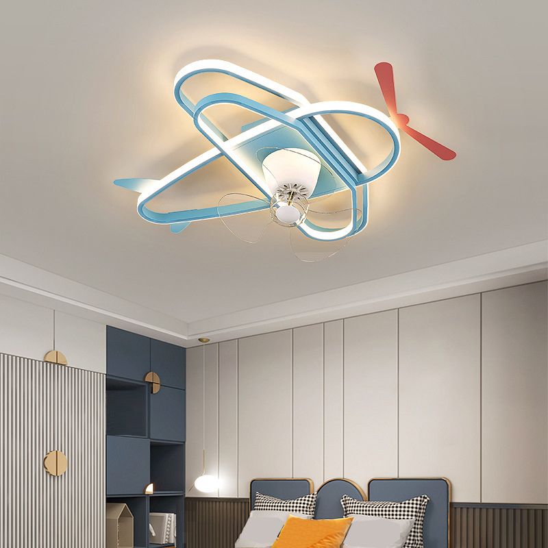 Cartoon Style Ceiling Fan Lamp 3th Gears Adjustment Ceiling Fan Light for Children's Room