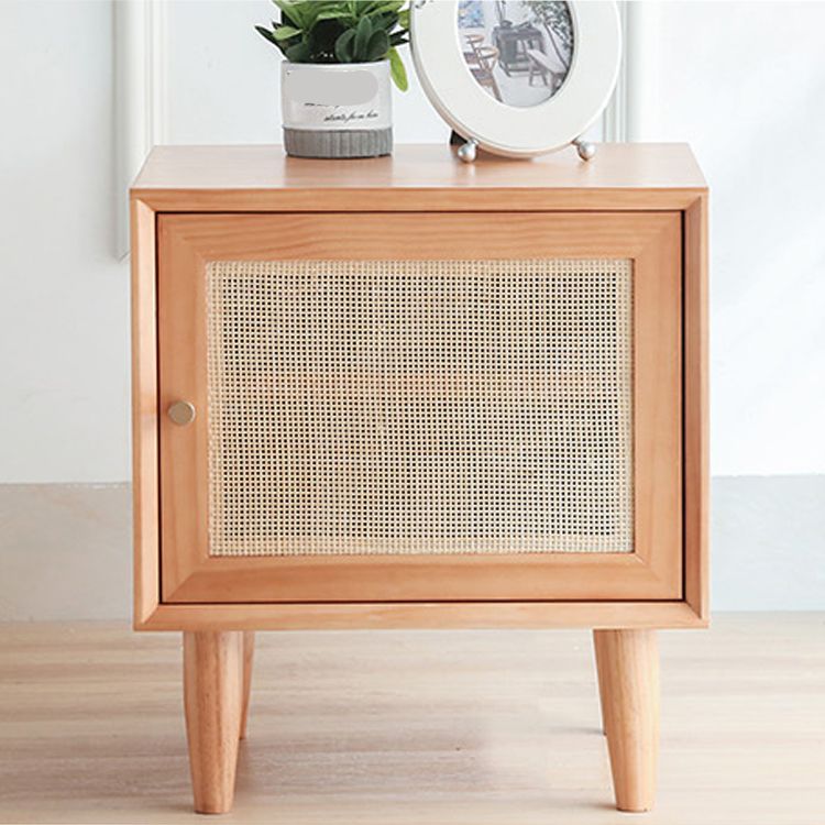 Rattan Bedside Table Modern Minimalist Bed Nightstand with Legs