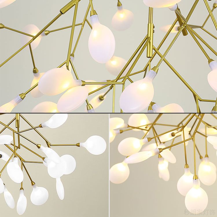 Forme de branche Chandelier Modern Fireflies Lampe Chandelier en or pour le salon