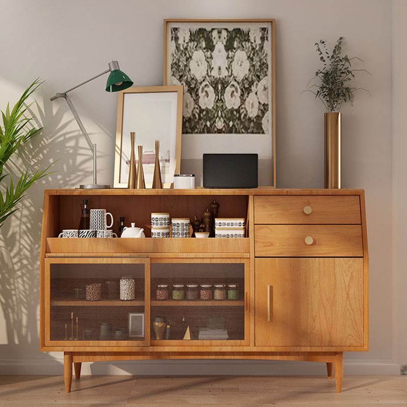 Modern Buffet Sideboard Solid Wood Side Board with Cabinets and Drawers