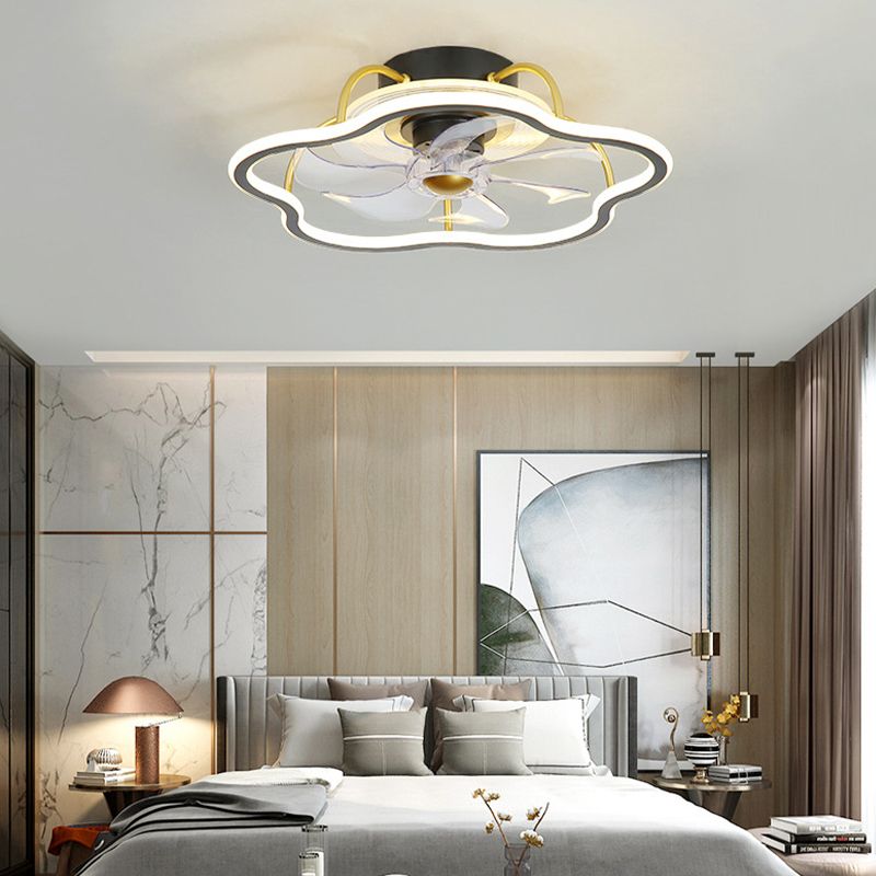 Black/Golden Fan with Light 7-Blade Modern Ceiling Fan for Bedroom