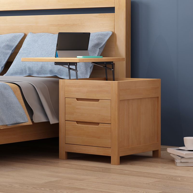 Modern Solid Wood Bed Nightstand 2-Drawer Shelf Included 22 Inch H Nightstand with Legs